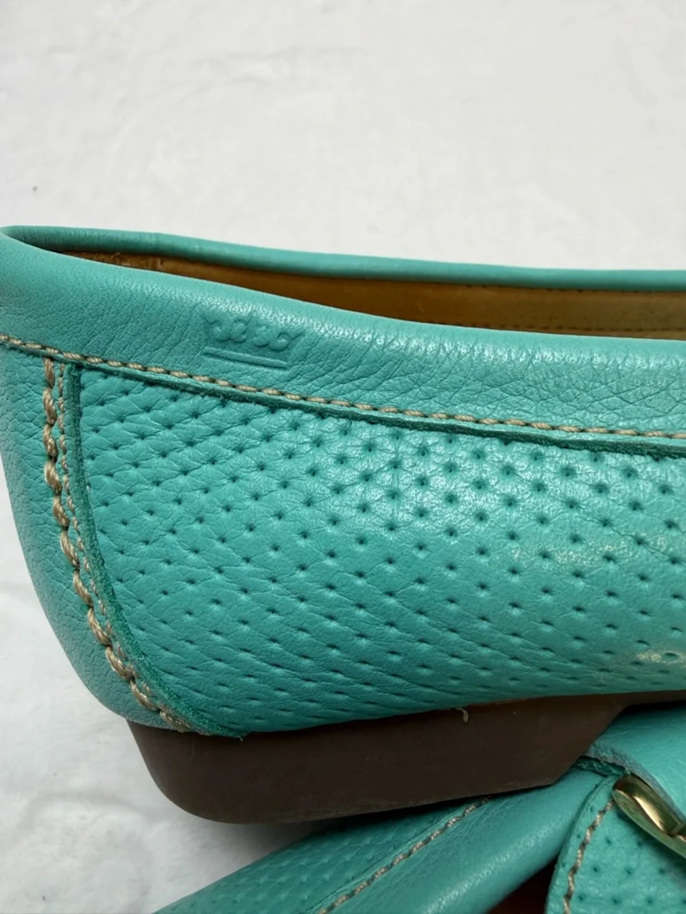 Peter Millar Perforated Leather Driving Loafers 8 Preppy Resort Travel Comfort - Picture 10 of 11